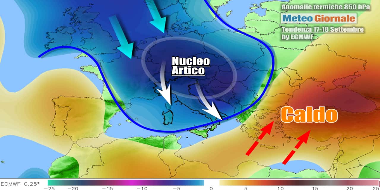 Nucleo Artico irromperà verso l'Italia