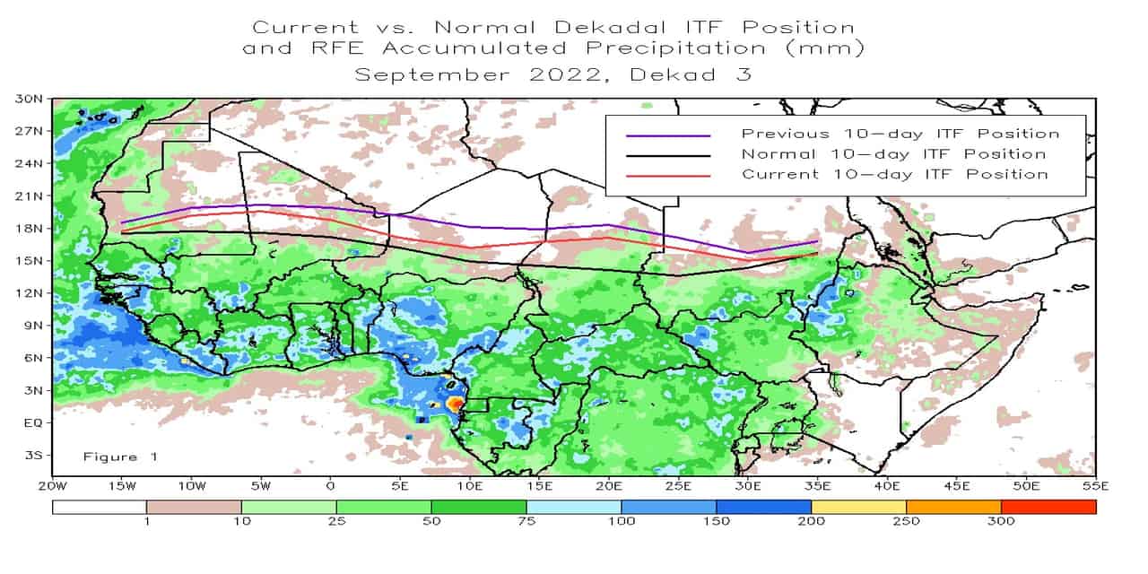 ITCZ si mantiene molto più a nord del normale nel Continente Africano