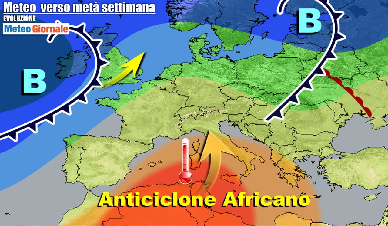 La potenza dell'anticiclone africano in settimana