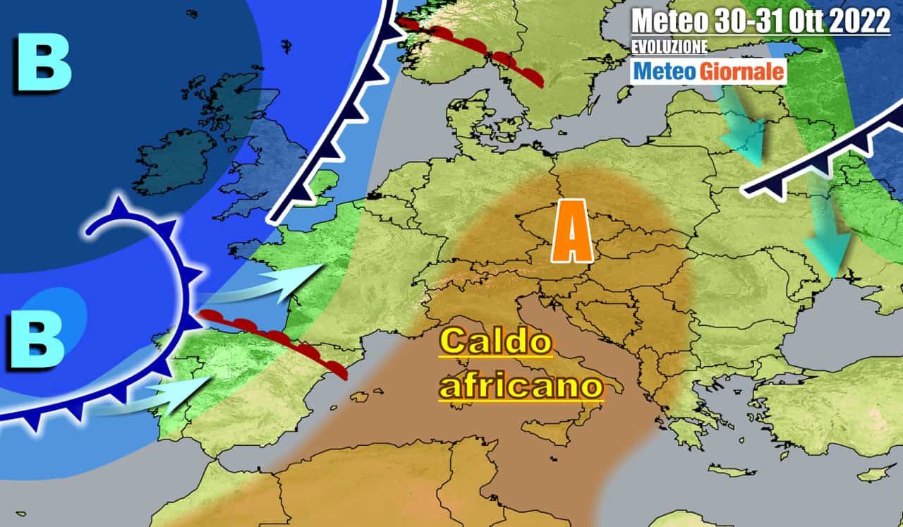 Anticiclone pressato da ovest dall'Atlantico
