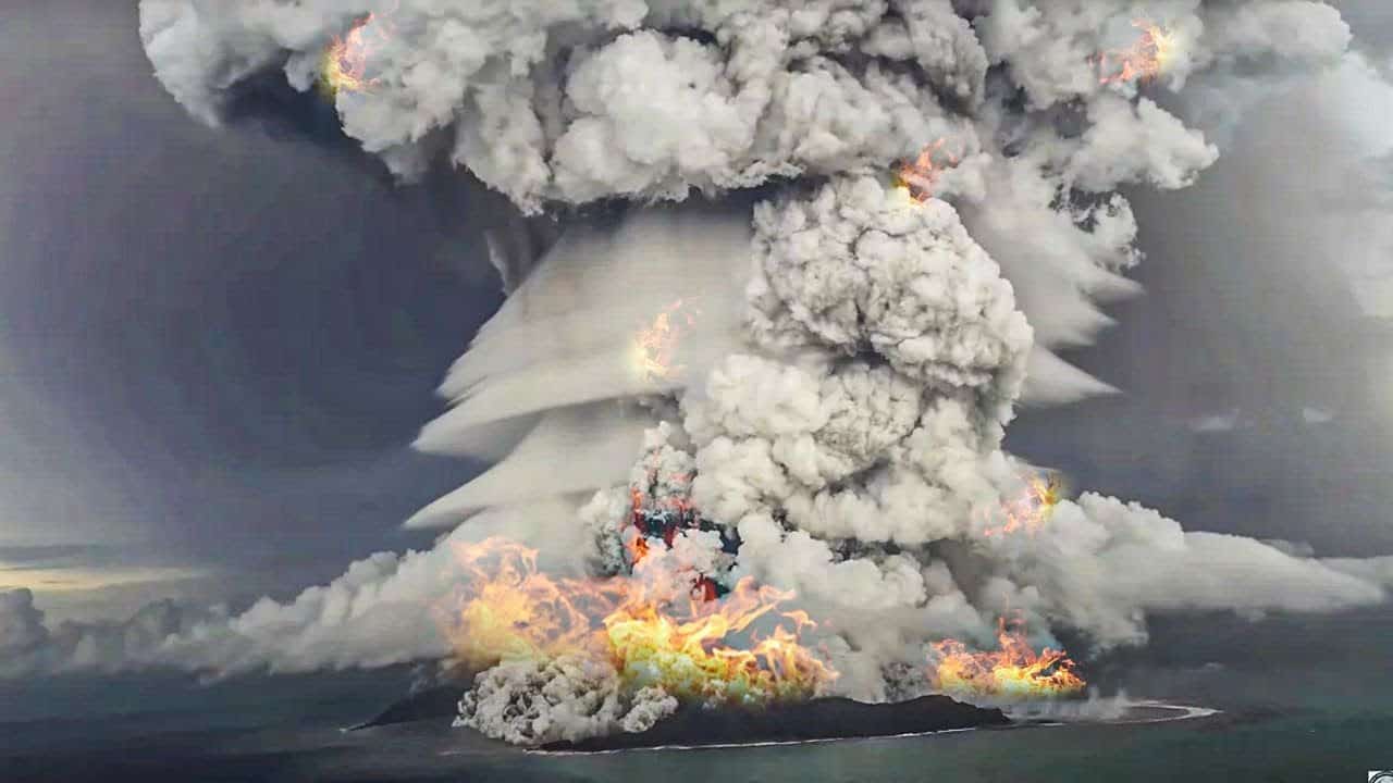 Eruzione vulcanica del Hunga Tonga-Hunga Ha’apai. Video