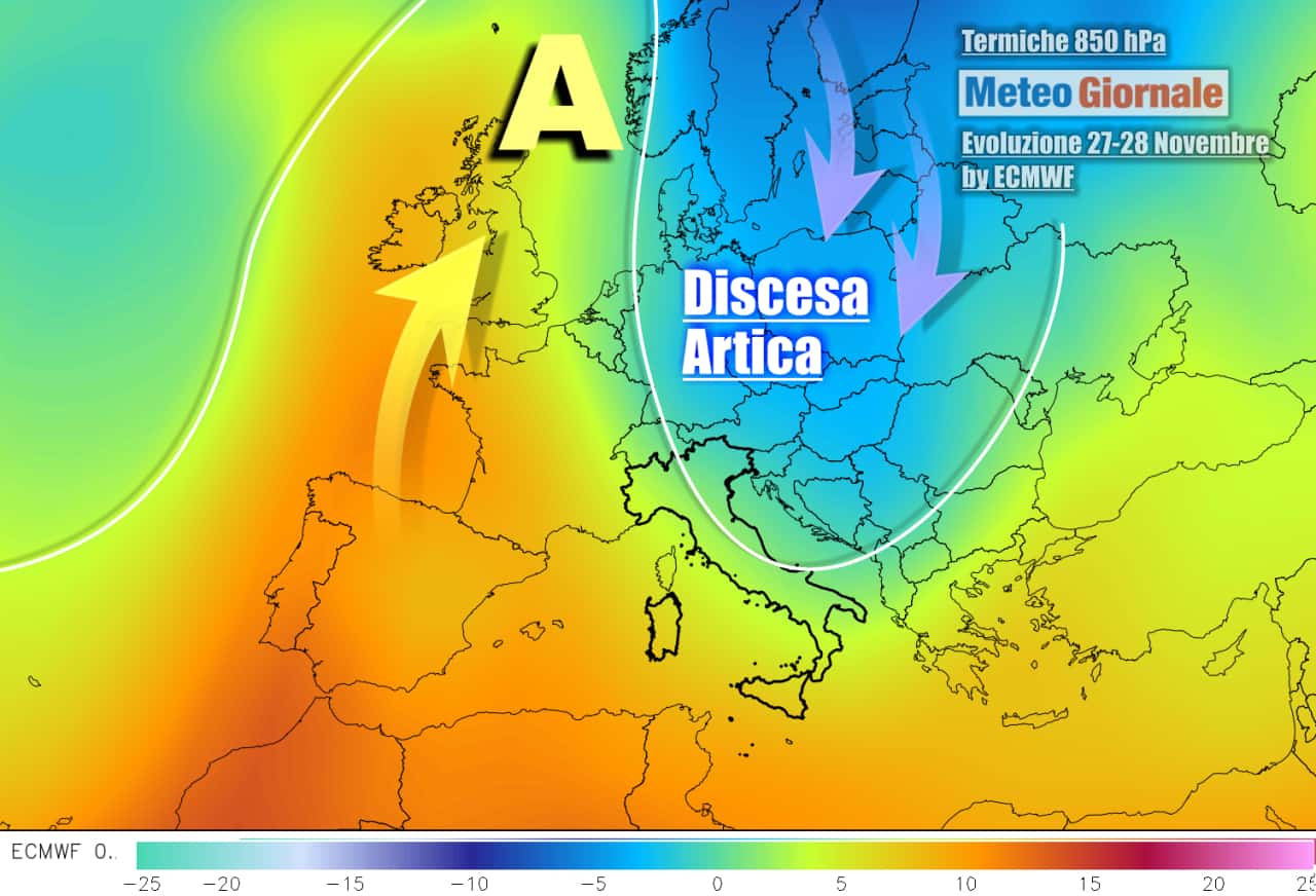In arrivo aria più fredda da nord a fine mese