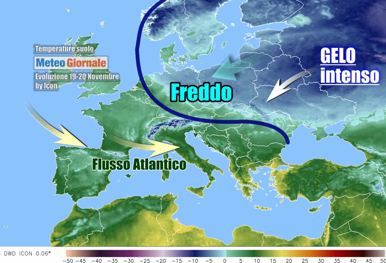Deciso raffreddamento con arrivo dell'inverno su parte d'Europa