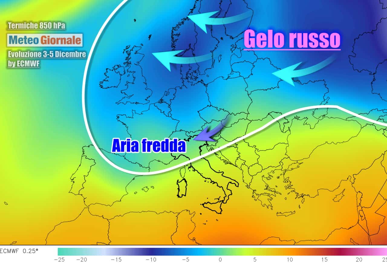 Gelo russo in rotta su mezza Europa