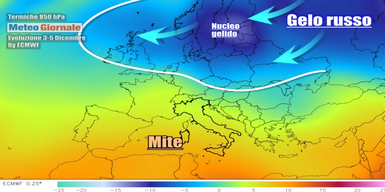 Meteo d’inizio Dicembre col gelo russo in espansione sull’Europa. Ecco dove colpirà, le ultime novità