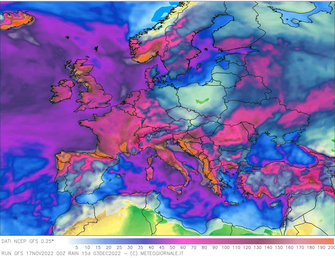 gfs proiezioni pioggia 15 giorni 4541