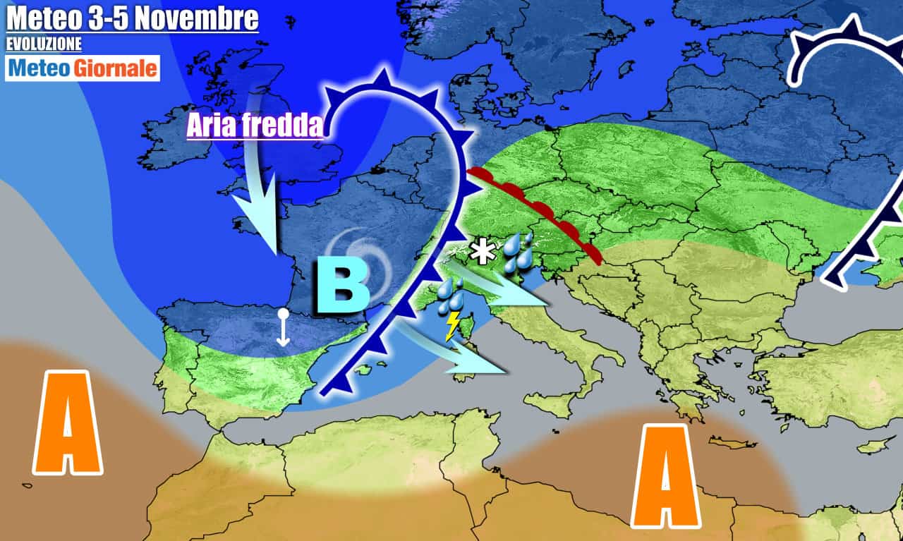Pioggia, temporali e anche neve nella seconda parte di settimana