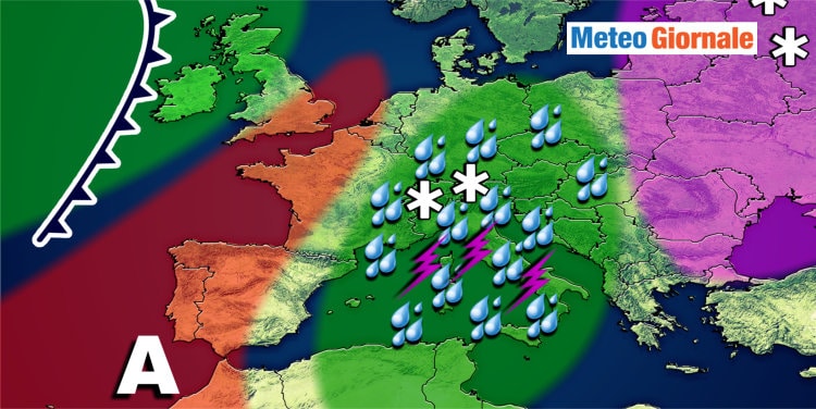 Meteo, da oggi verso un carico di pioggia, freddo e anche neve