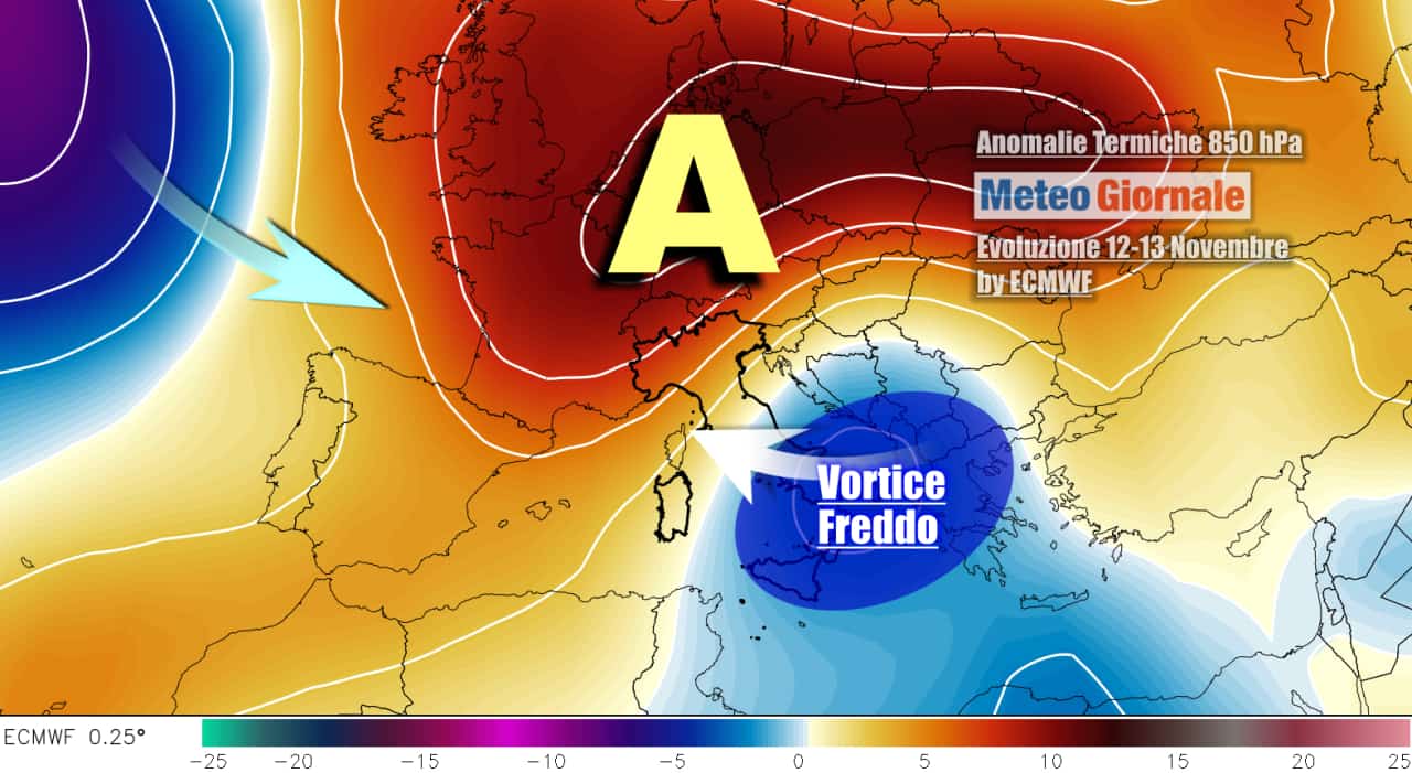 Vortice in rotta sull'Italia