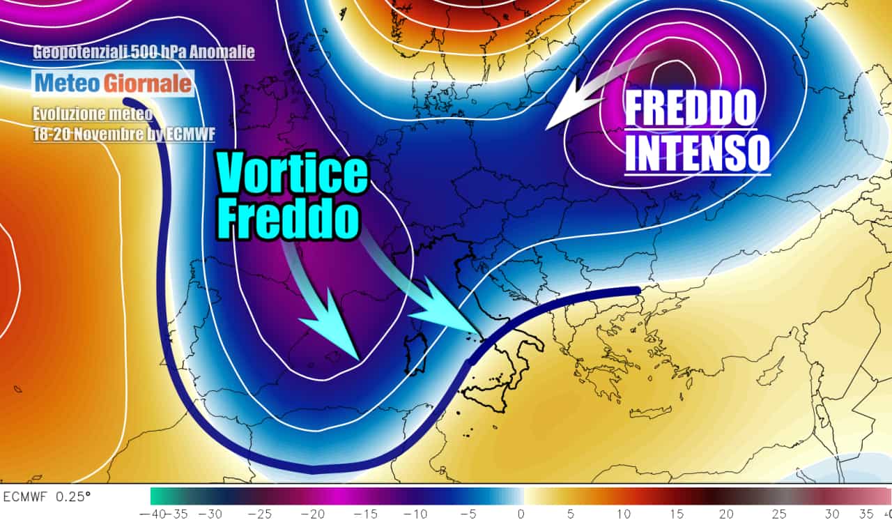 Fase di maggiore maltempo con più freddo nel weekend