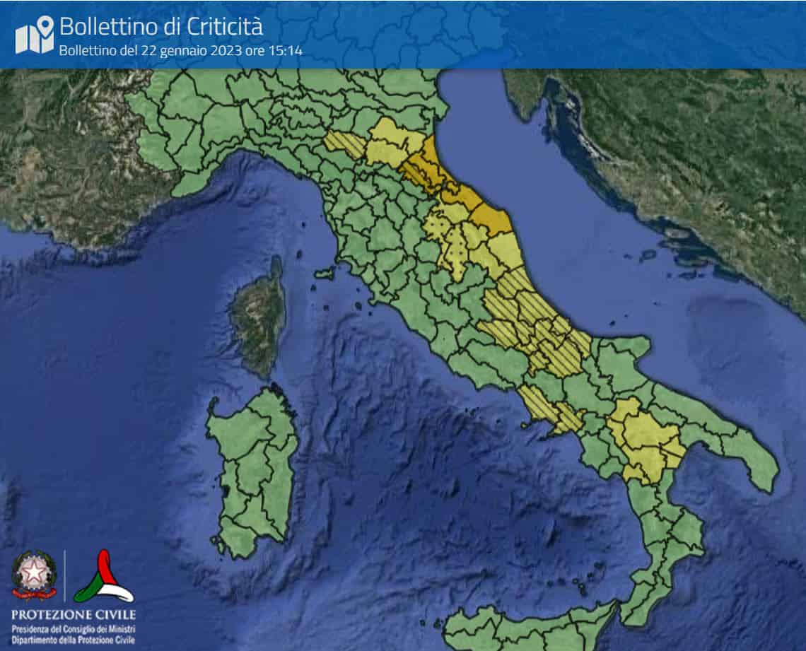 Allerta meteo in 7 regioni, arancione in Emilia Romagna e Marche