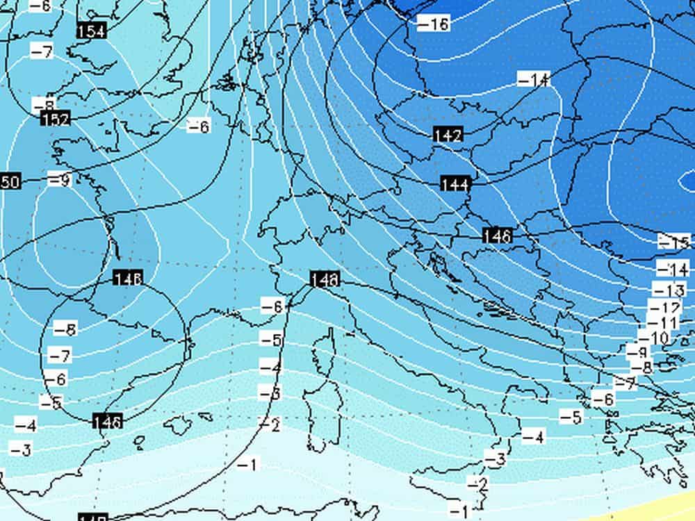 Italia, temperature a 850 hPa