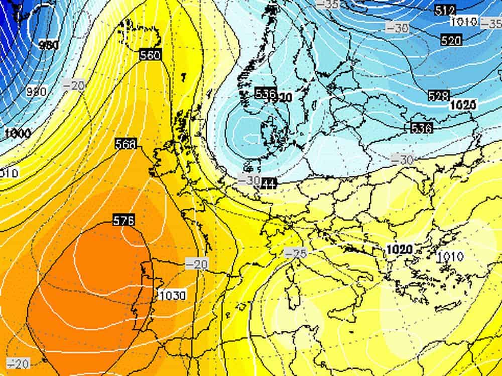 Situazione a 500 hPa del 1° gennaio 1985 ore 00 UTC