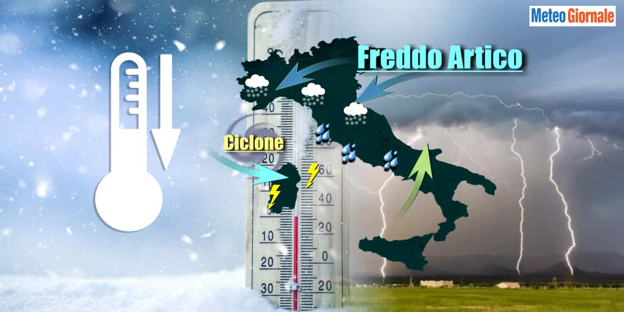 La burrasca invernale in arrivo domenica 26 Febbraio