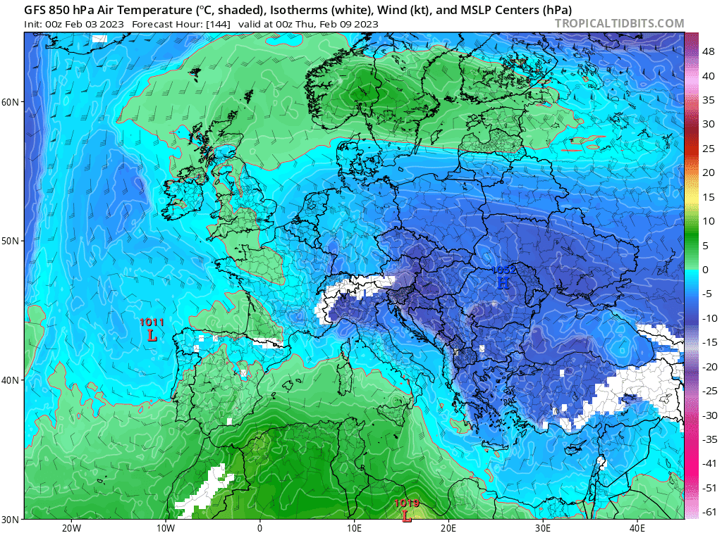 gfs T850 eu 25