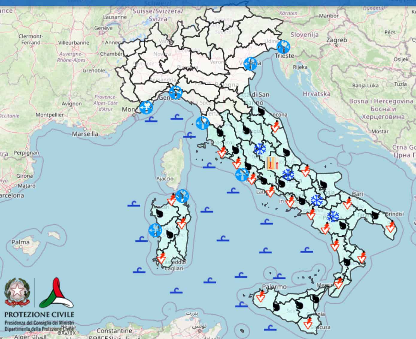 Oggi, Allerta Meteo della Protezione Civile in diverse regioni italiane