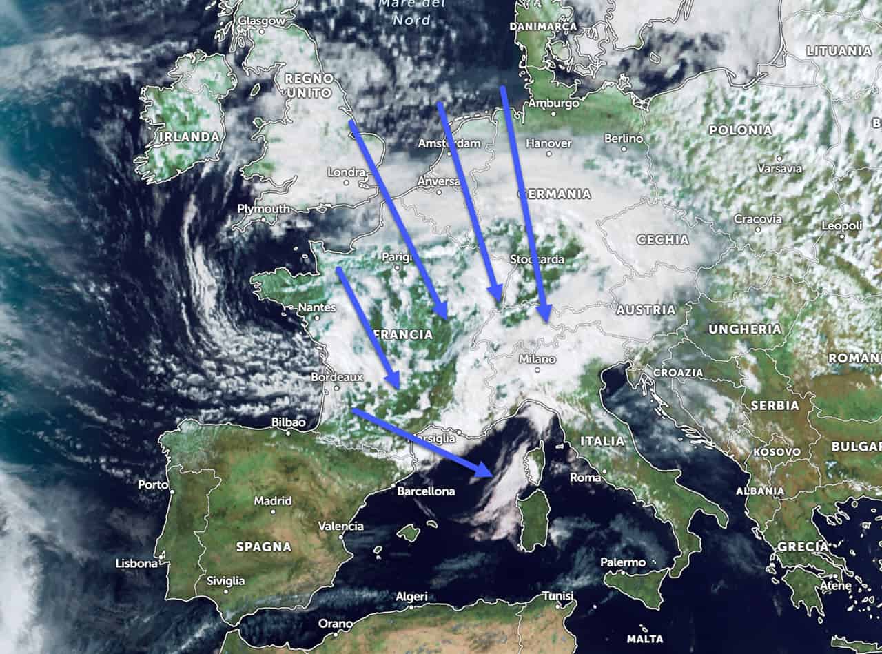 Evoluzione meteo da oggi e prossimi giorni: intrusione fredda, temporali. Neve sui rilievi