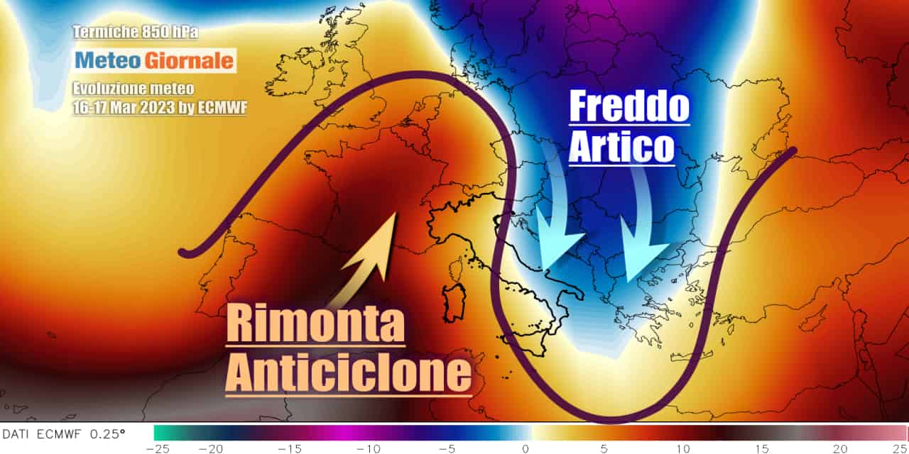 Torna l'anticiclone, ma continuerà ad affluire aria fredda da est sull'Italia