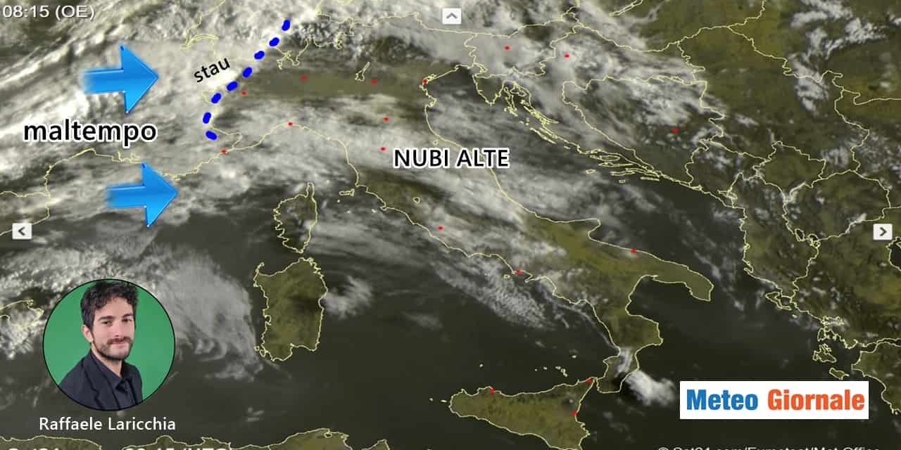 Meteo: ecco la perturbazione, in arrivo venti FORTI, rovesci e temporali