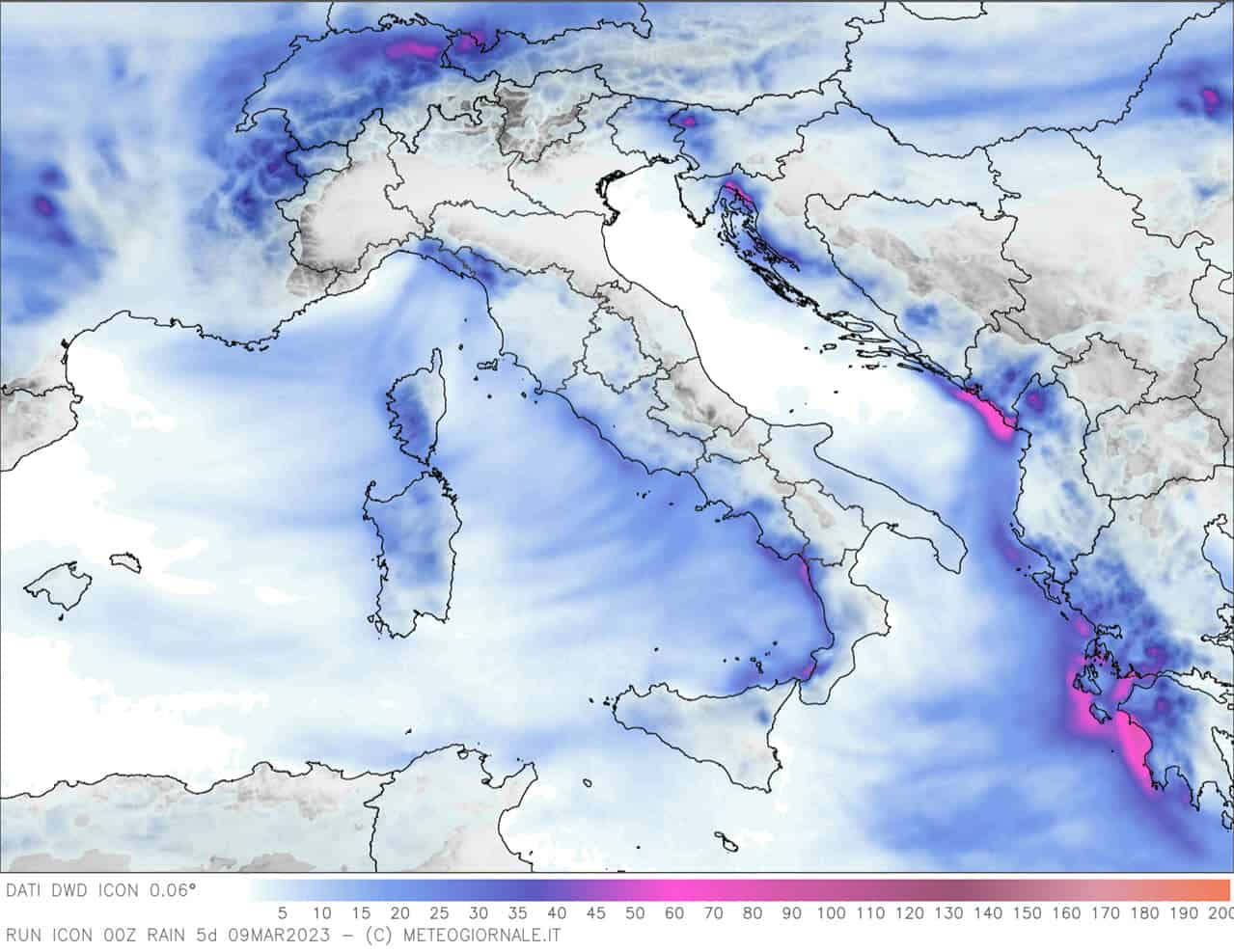piogge previste in italia a partire dal 4 marzo 2023