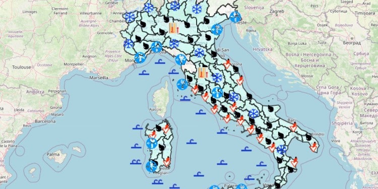 Allerta Meteo Protezione Civile: la previsione nel dettaglio