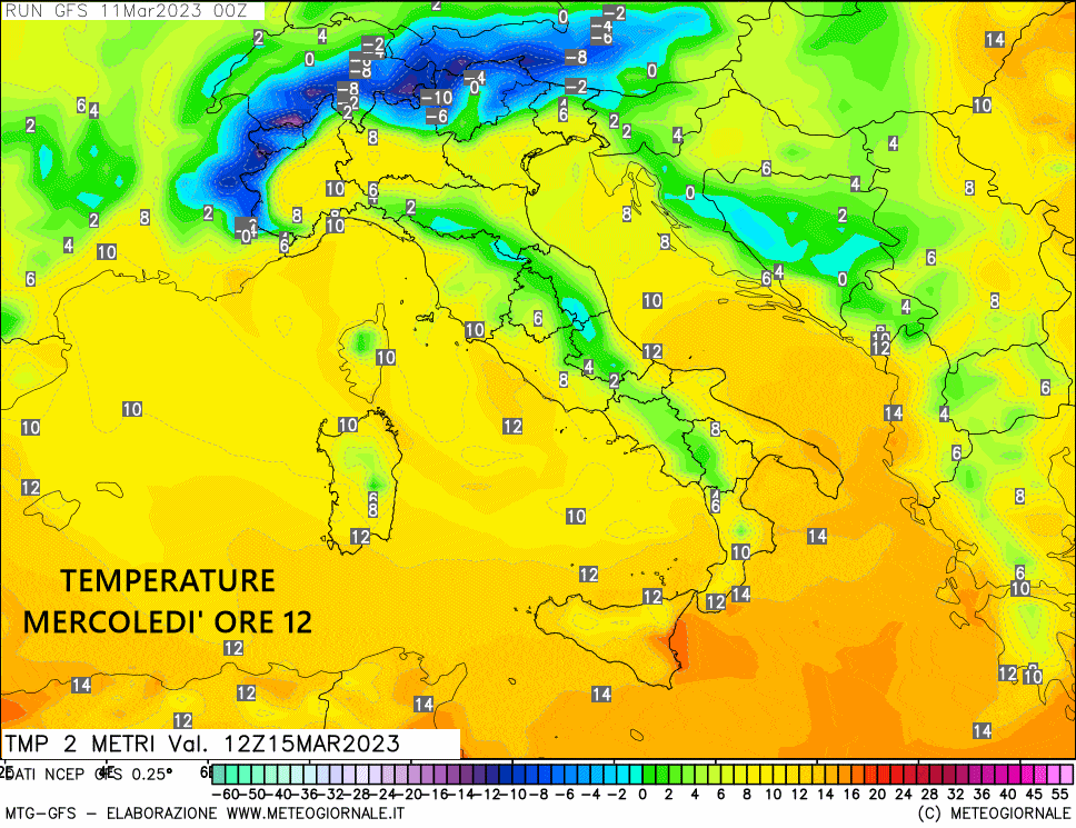 temperature massime mercoledi