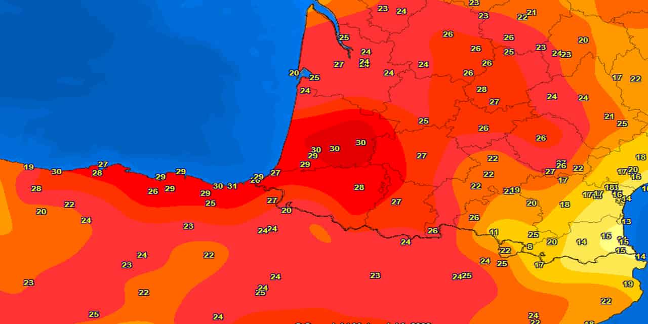 I picchi di 30 gradi misurati fra Francia e Spagna