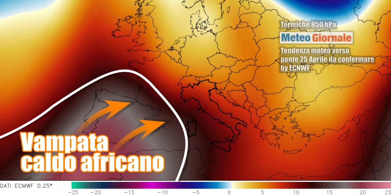Caldo africano in arrivo verso fine Aprile