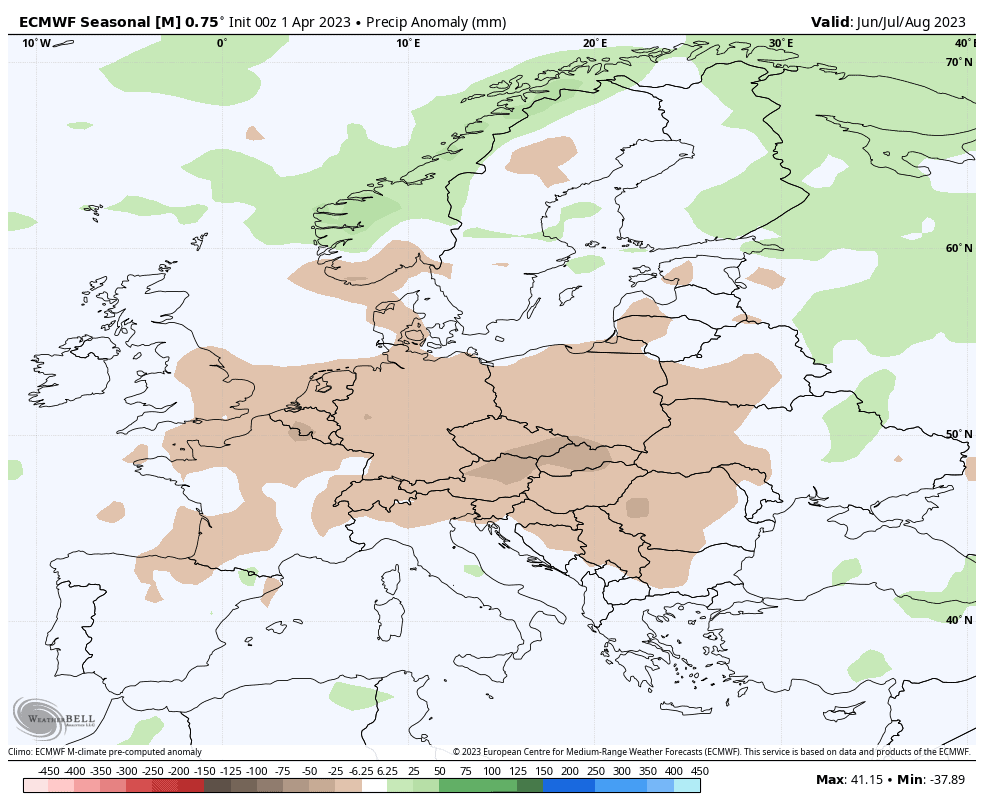 Prevista meno pioggia rispetto alla media soprattutto al Nord Italia. Ma mappe a maggior risoluzione indicano anomalie peggiori.