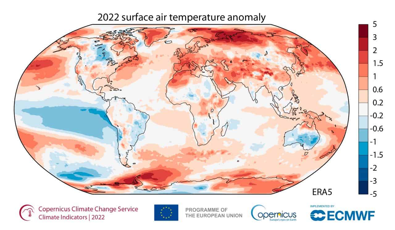 Il 2022 a livello globale secondo Copernicus: la malattia del clima si aggrava