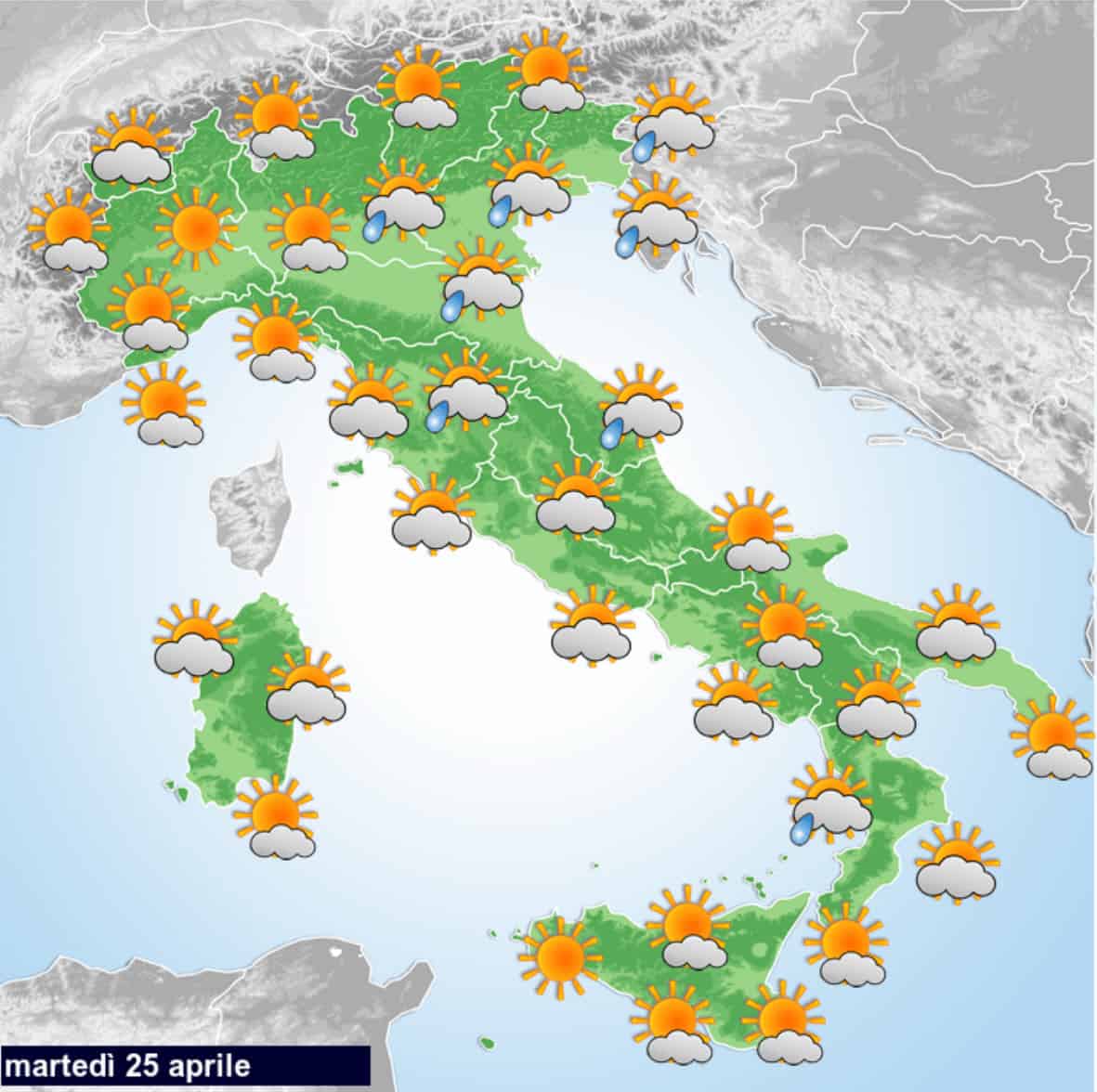 Meteo domani 25 Aprile: raffica di temporali notturni