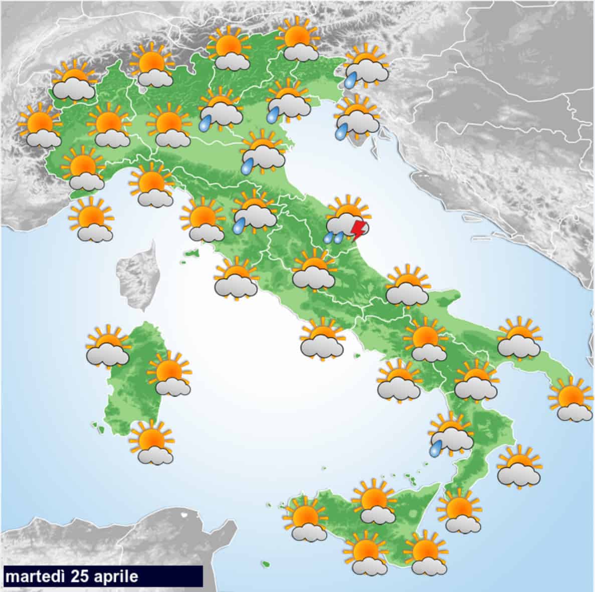 Meteo Oggi 25 Aprile: altri temporali