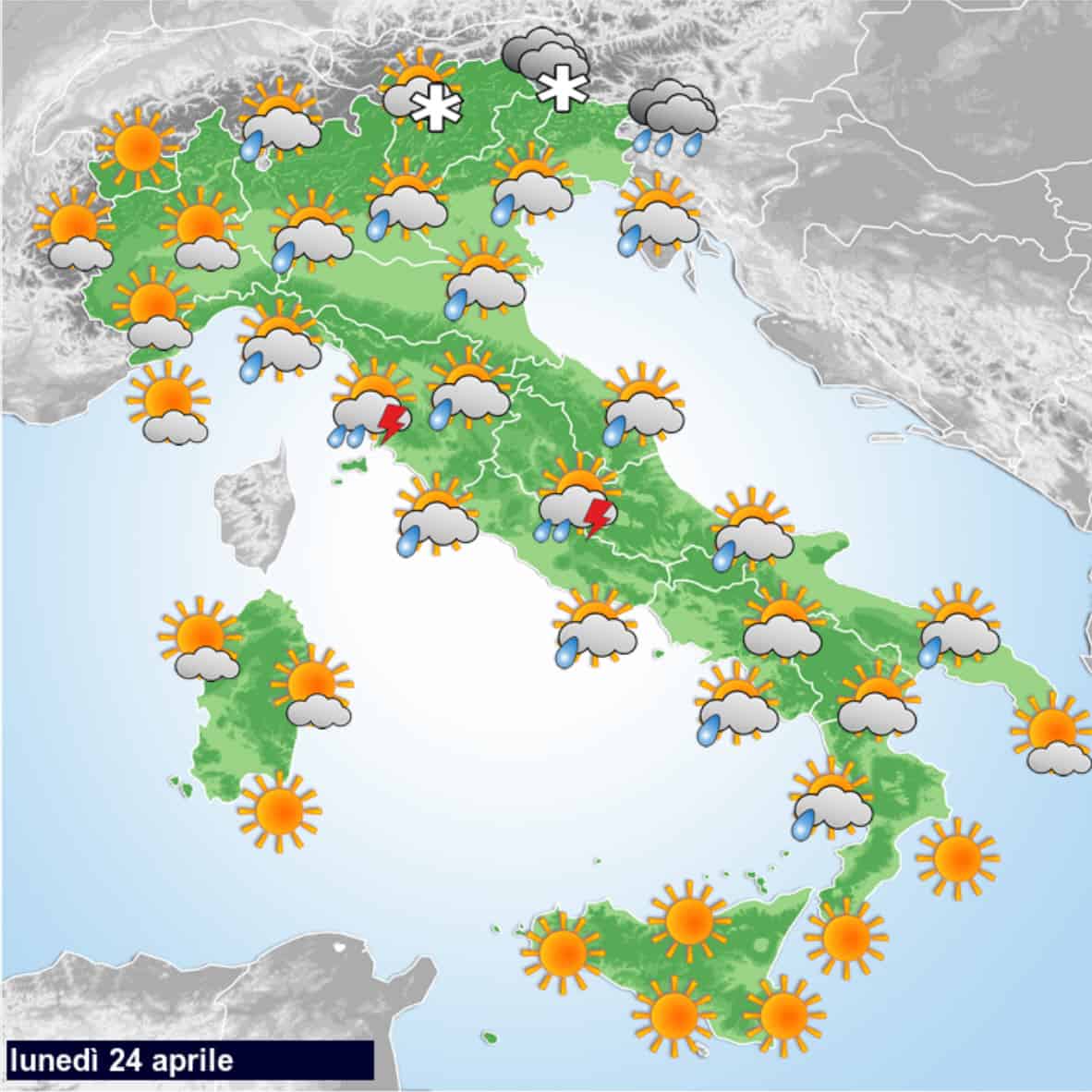Meteo Oggi: tra soleggiato e temporali sparsi