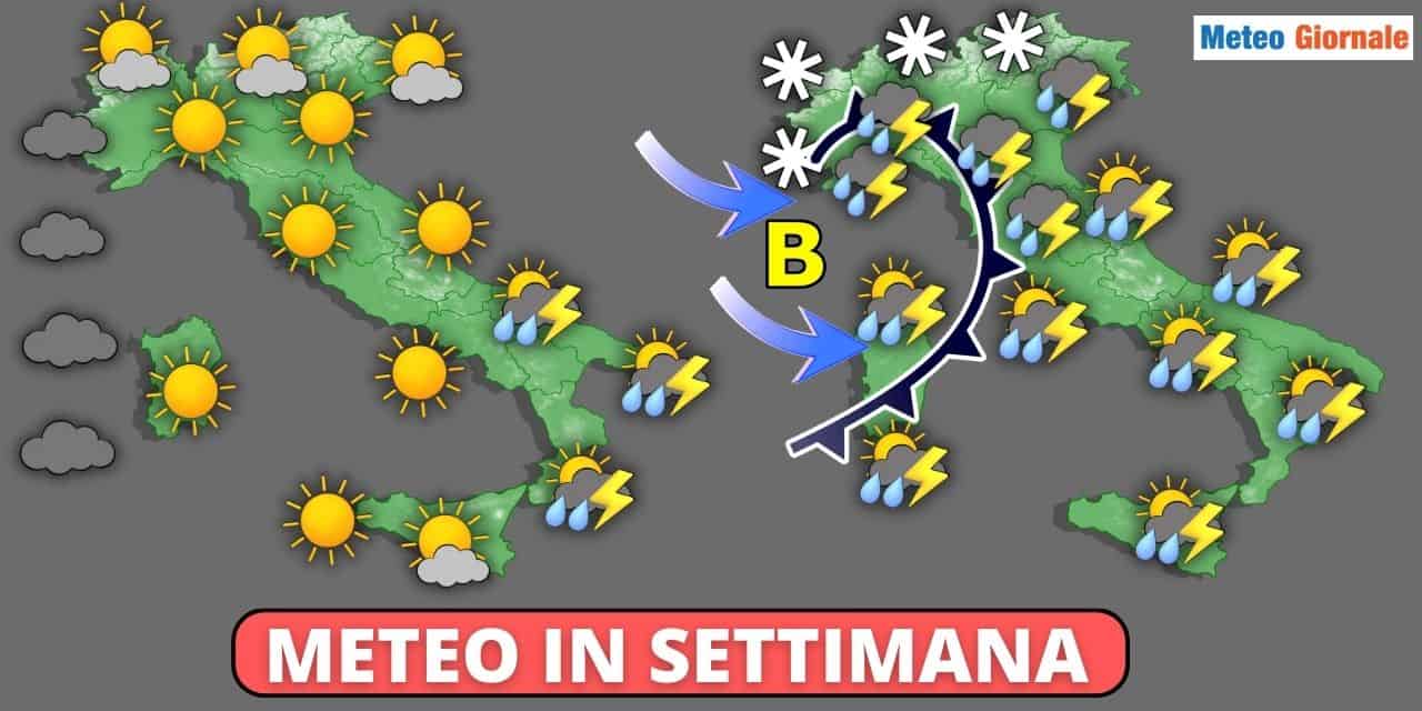 meteo settimana con perturbazione intensa