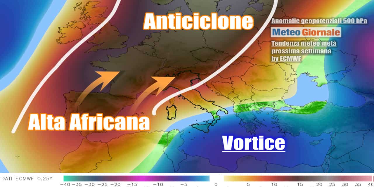 Anticiclone in arrivo dopo metà della prossima settimana