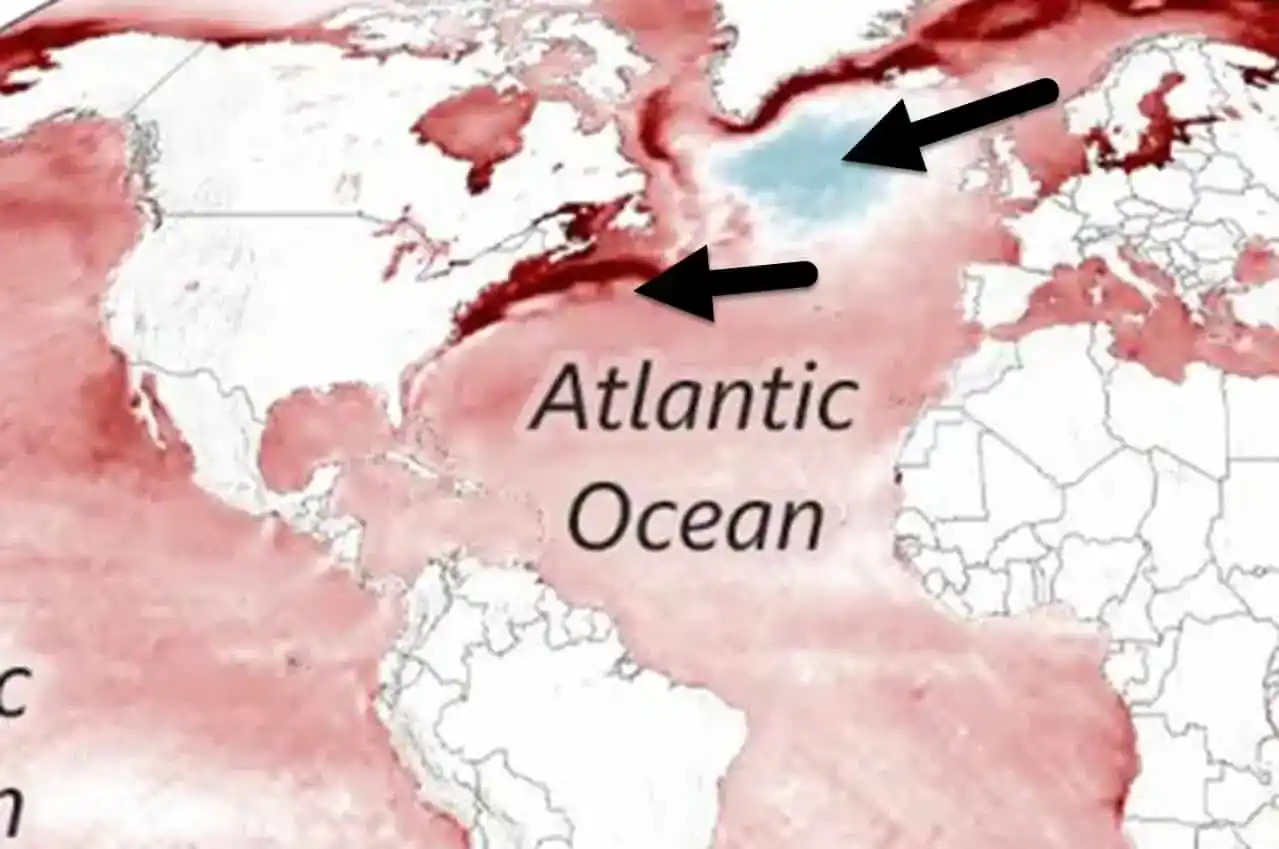 Crolla la temperatura dell’Oceano settentrionale e sparisce l’effetto della gelida Corrente del Labrador