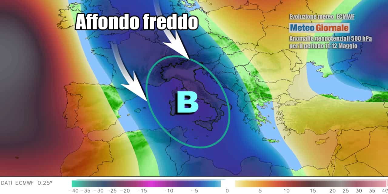 Prossima settimana anomala tra maltempo e temperature sotto media