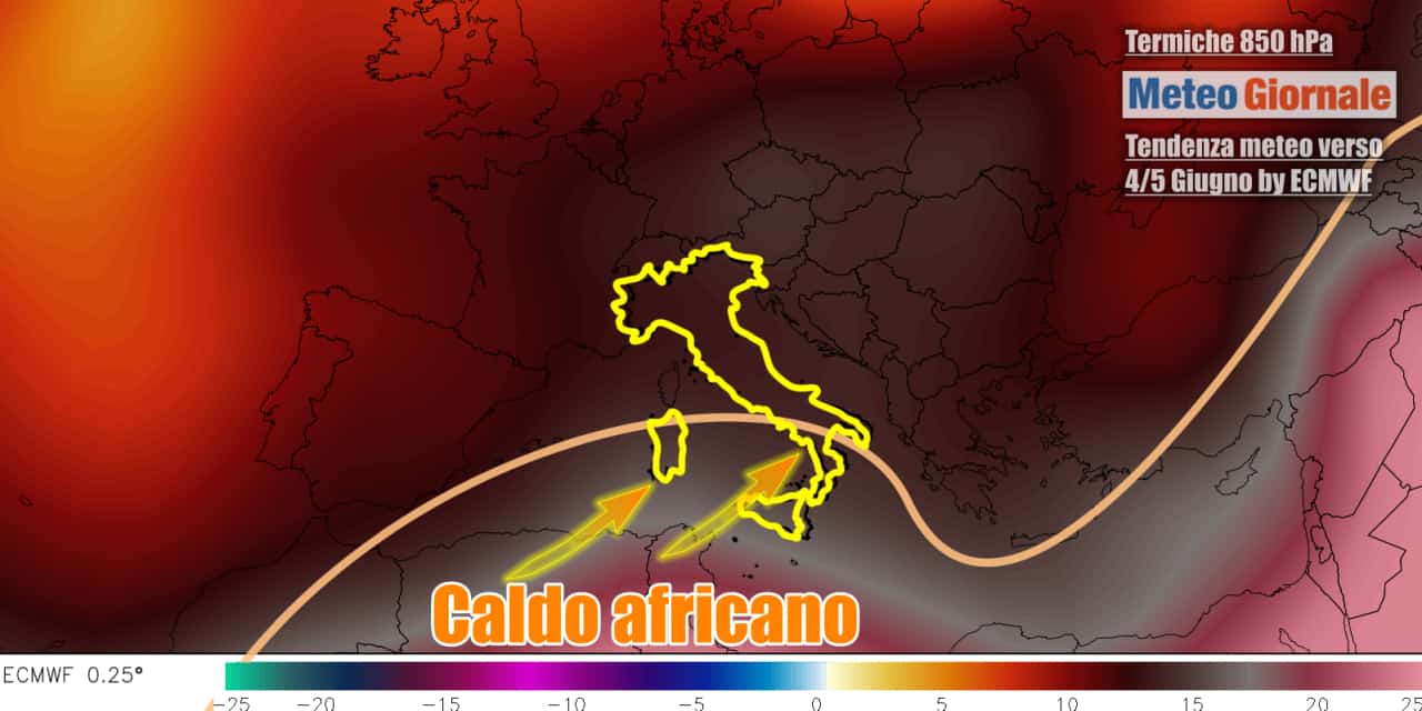Primi cenni di caldo africano dopo i primi di Giugno