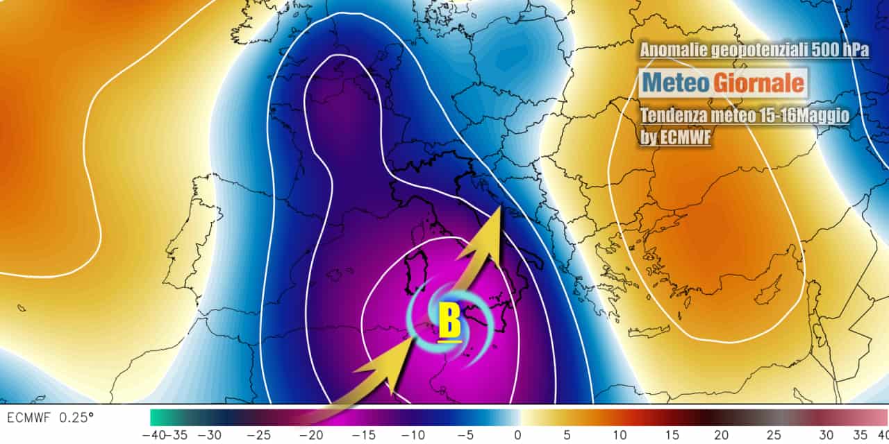 Nuova fase di acuto maltempo per un vortice esplosivo