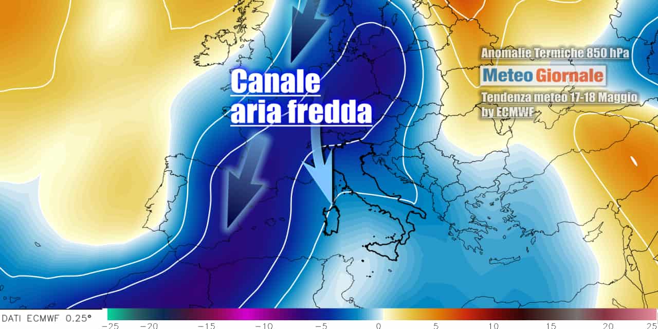 Ancora temperature basse sull'area del Mediterraneo Centro-Occidentale