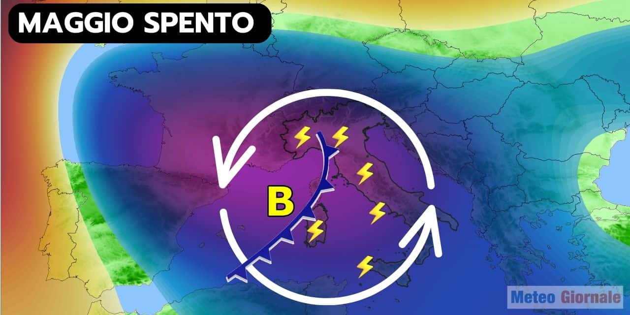 Una fase perturbata continuerà a prevalere anche domani, Domenica 14 maggio