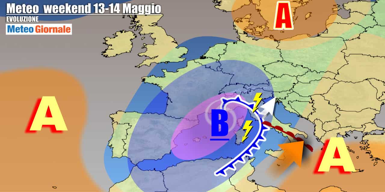 Circolazione ciclonica molto attiva nel weekend