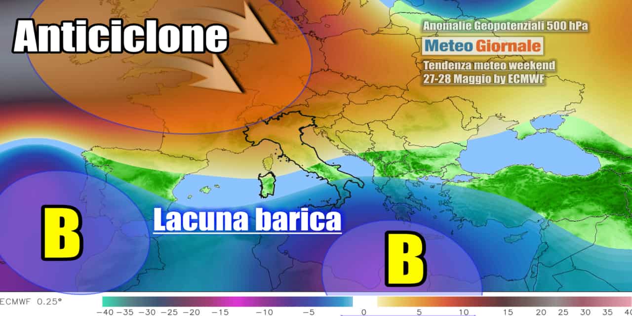 Lo scenario previsto per il weekend