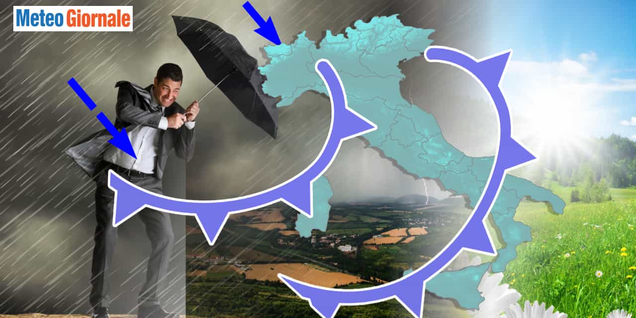 Meteo molto turbolento in settimana, viavai di perturbazioni con forte calo termico