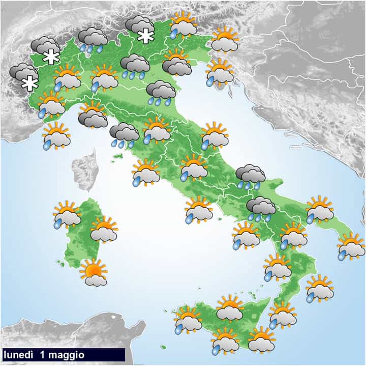 previsioni meteo per oggi 1 maggio 2023