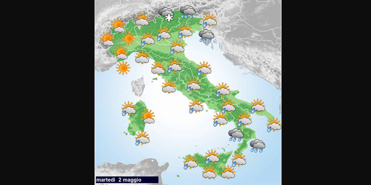 Previsioni Meteo per oggi 2 Maggio: parecchio maltempo