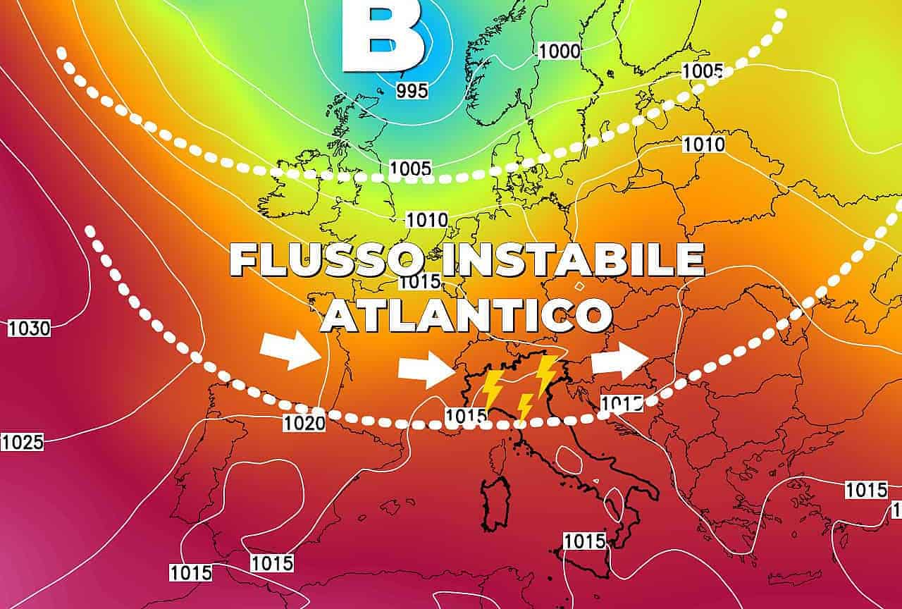 flusso instabile atlantico nord italia