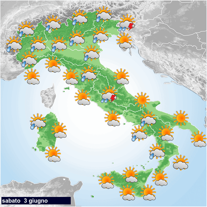 Meteo per Oggi 3 Giugno: temporali e nubifragi in varie regioni