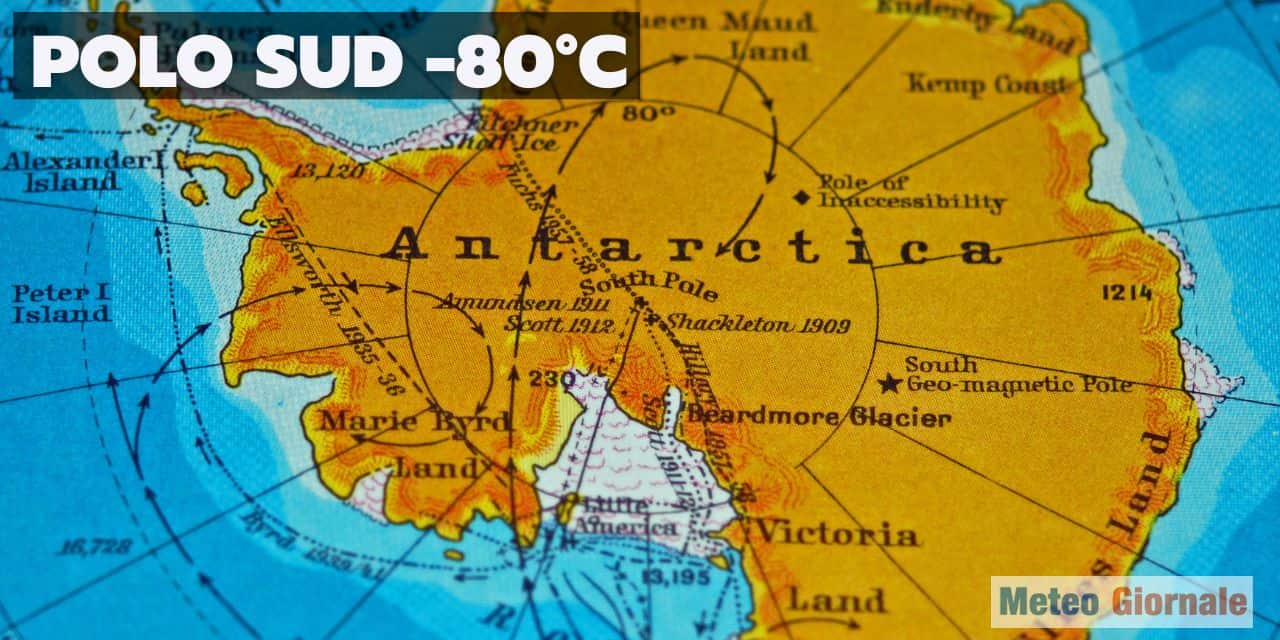 Meteo al Polo Sud, arriva un meteo invernale siderale con -80 gradi