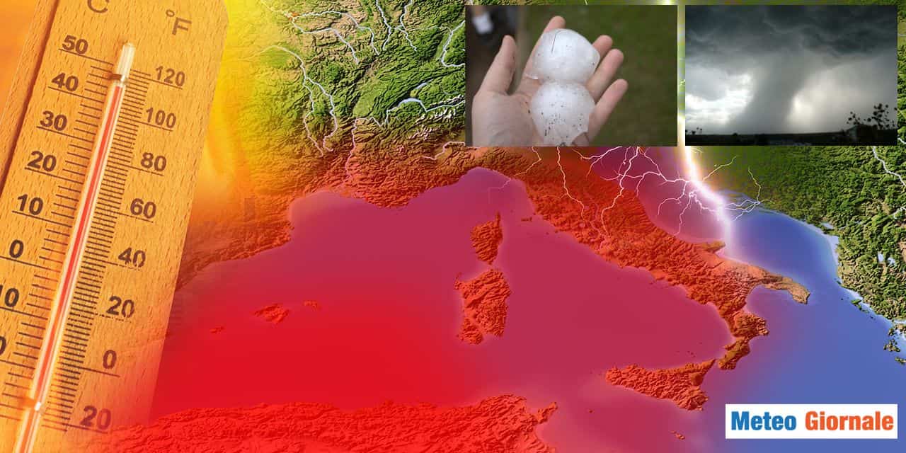 Meteo con grandine e tornado al Nord. Caldo soffocante al Sud Italia